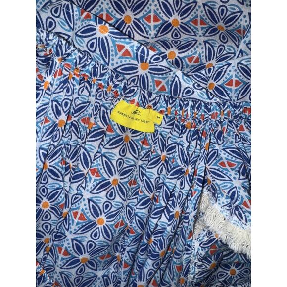 Roberta Roller Rabbit Medium Lucia Geometric Off Shoulder Fringe Blouse Top M - Picture 4 of 5